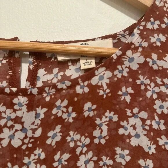 Entro Womens Midi Dress Floral Size Large Floral Brow Dress - Picture 3 of 5